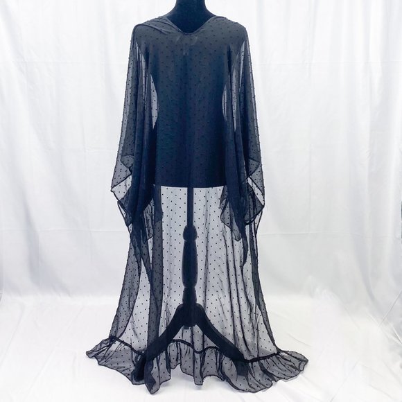 Women's Kimono Cover Up Express Brand Sexy Sheer Swiss Dot Style Beach Wear - Picture 3 of 10